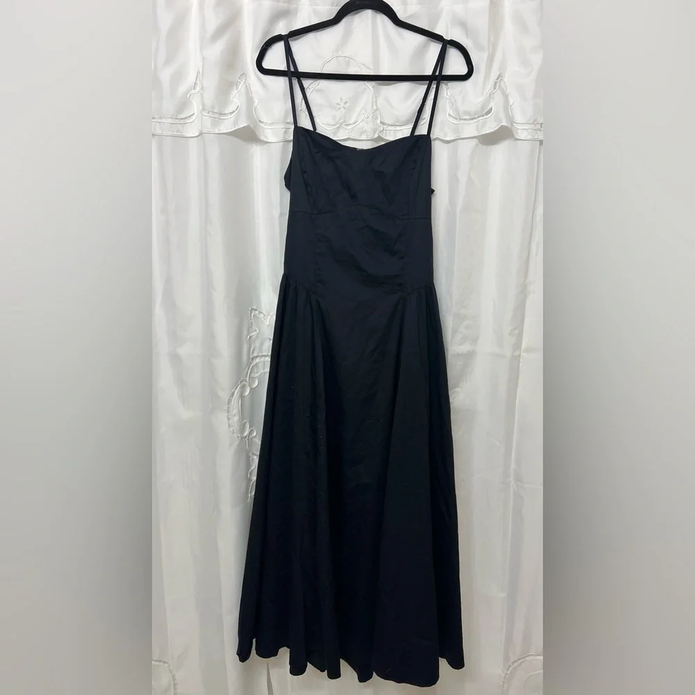 NWT Abercrombie & Fitch Black Dipped Waist Sweetheart Maxi Dress—Size LP